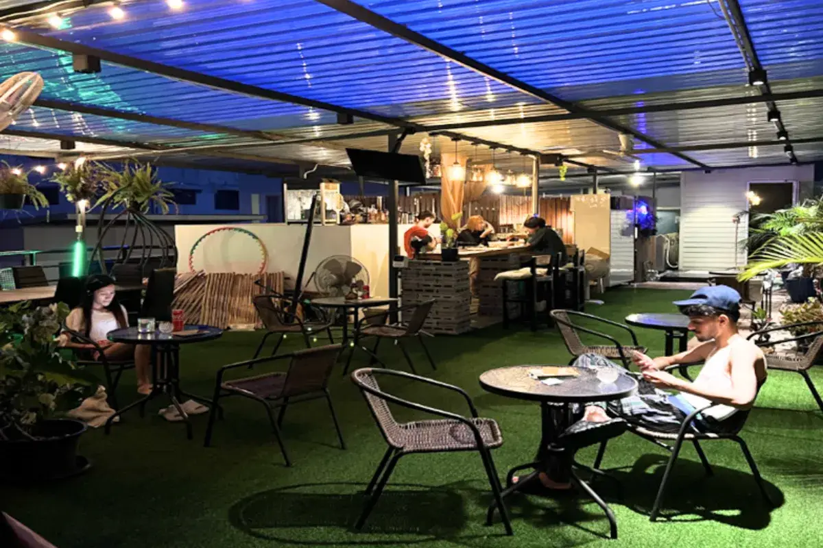 A view of Hash Silom 420’s new rooftop cannabis cafe in Bangkok