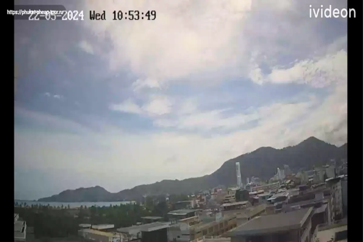 The overview of Patong Bay taken from the live webcam of Webcamera24 website