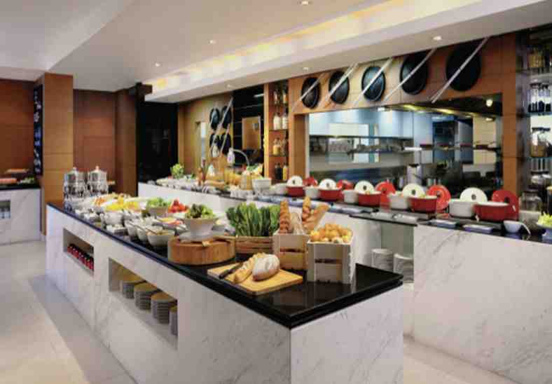 The view of the buffet station at MoMo Cafe in Bangkok