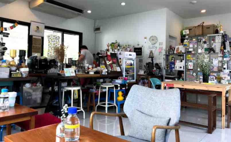 Inside the cozy cafe of Simple Life in Bangkok