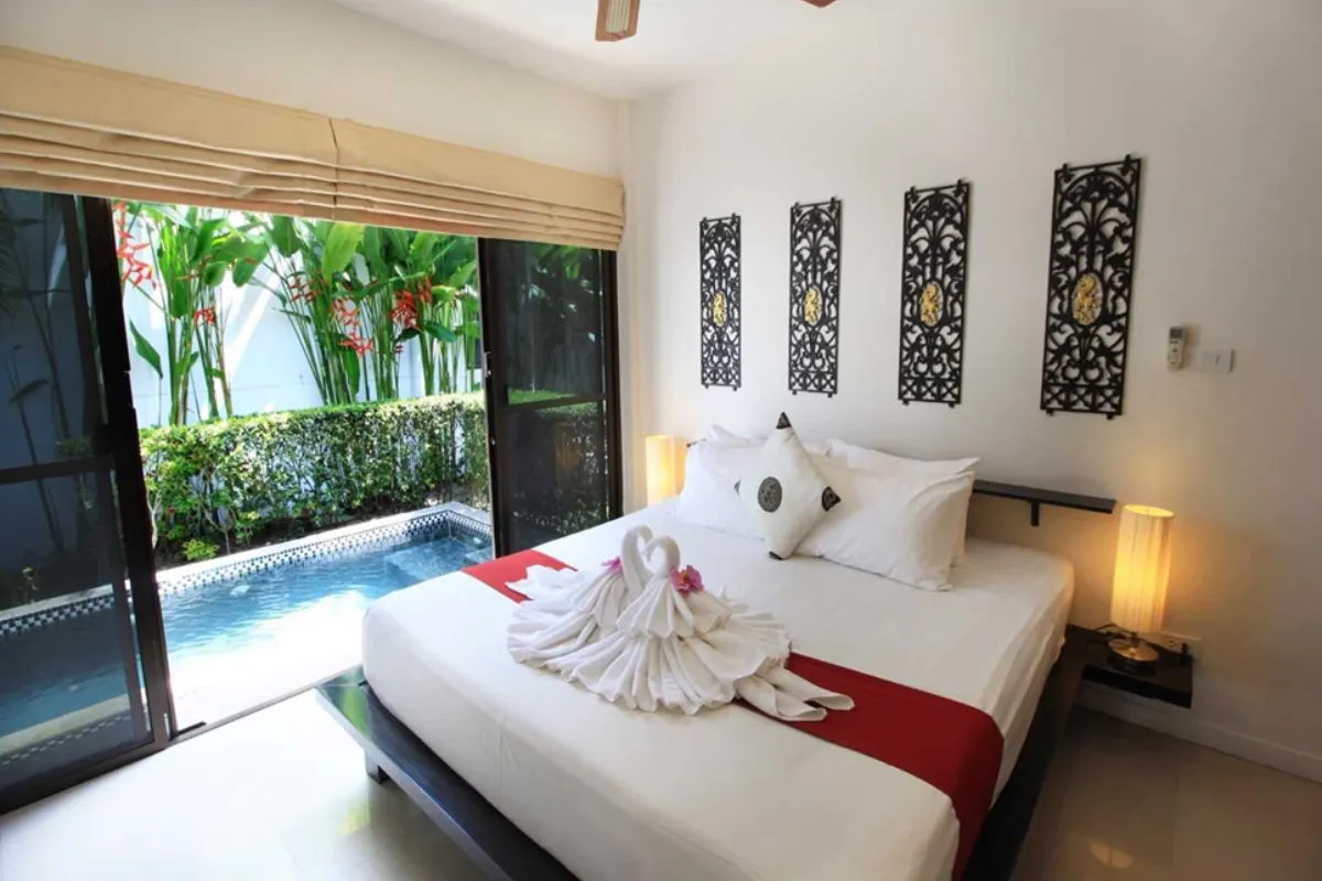 A view inside the villa with a private pool at Coconut Grove Boutique Residence in Phuket