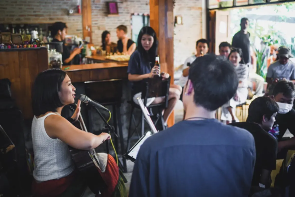 A view inside the live music event at Cafecito coffee shop in Pai