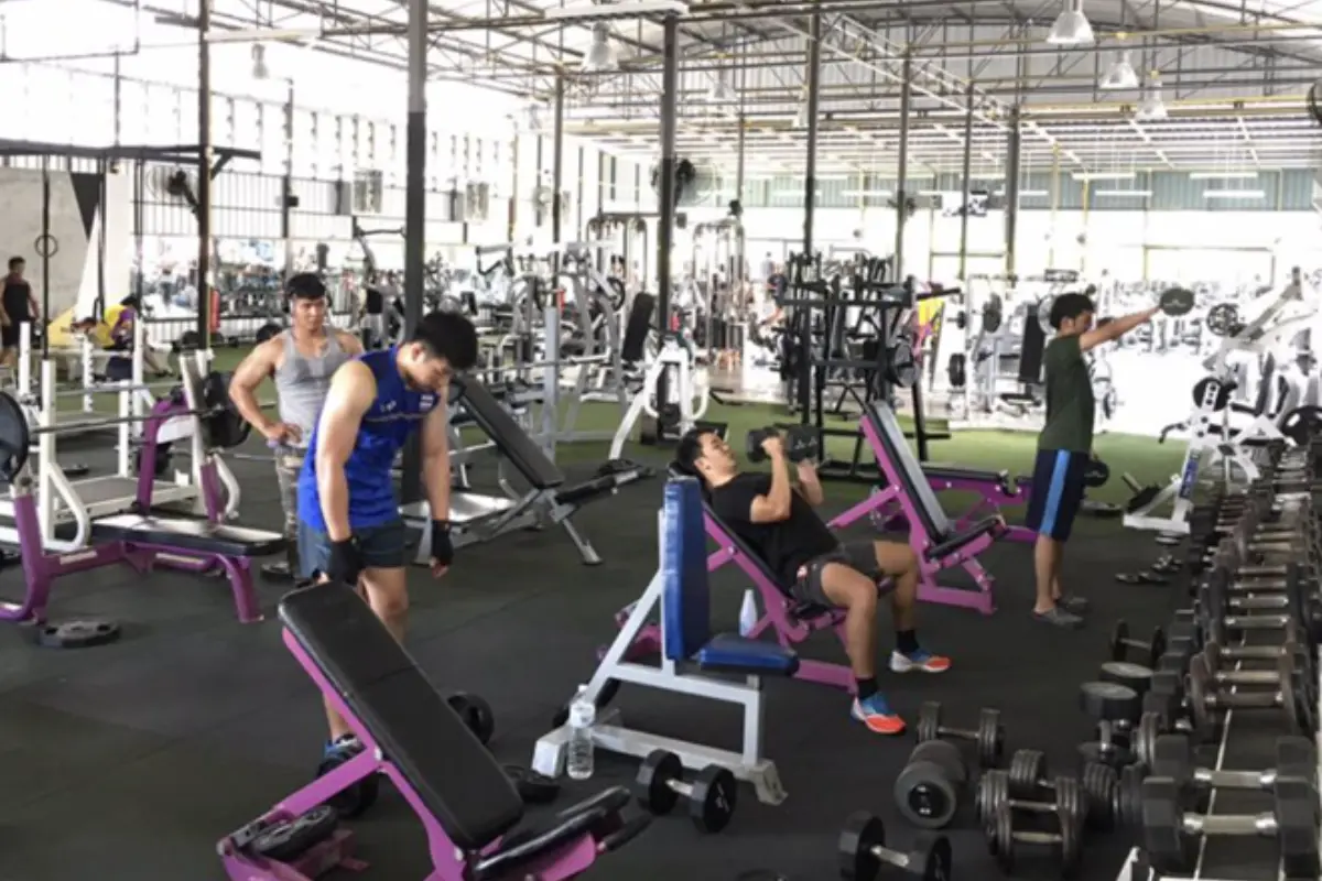 A view inside the open-air gym of Pro Gym in Chiang Rai