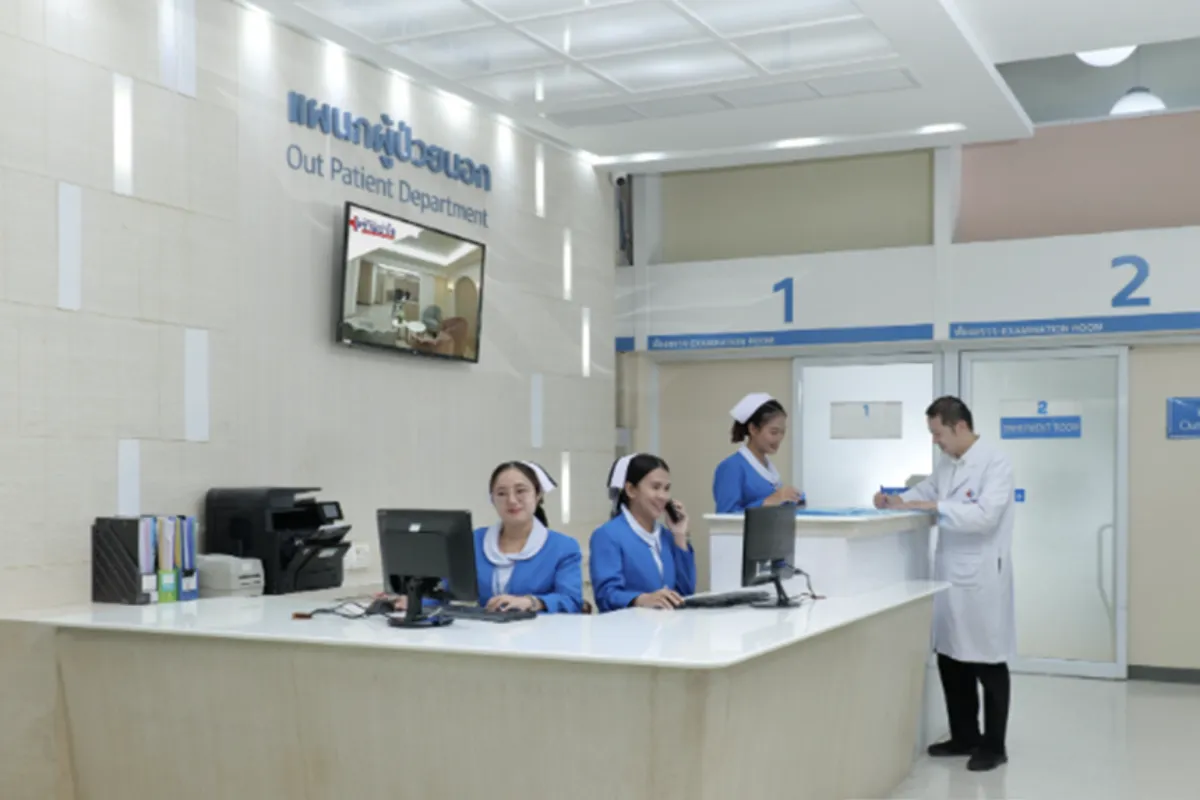 A view of three nurses and a doctor in the outpatient department of San Paulo Hospital in Hua Hin