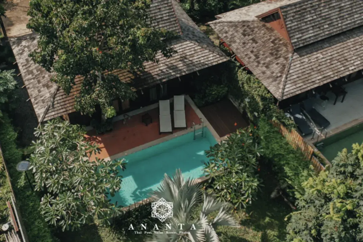 An overhead view of the private villa at Ananta Thai Pool Villas Resort in Phuket