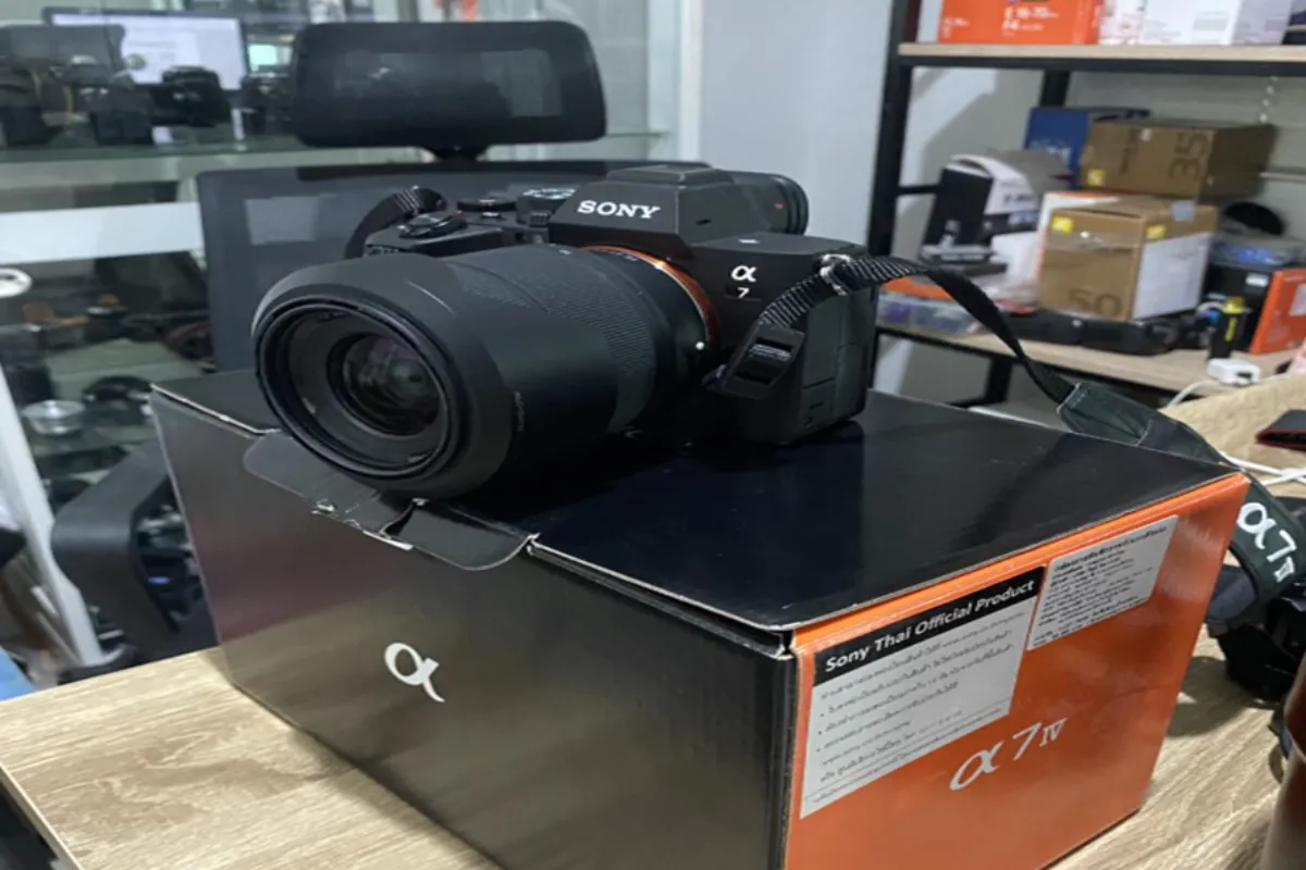 A close-up view of the Sony Mak 4 camera being sold at Red Camera Shop in Chiang Mai