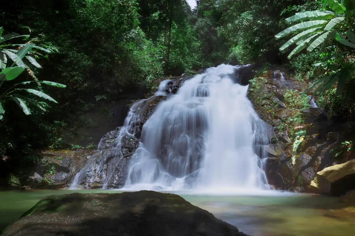 A view of a cascading waterfall in Chiang Mai