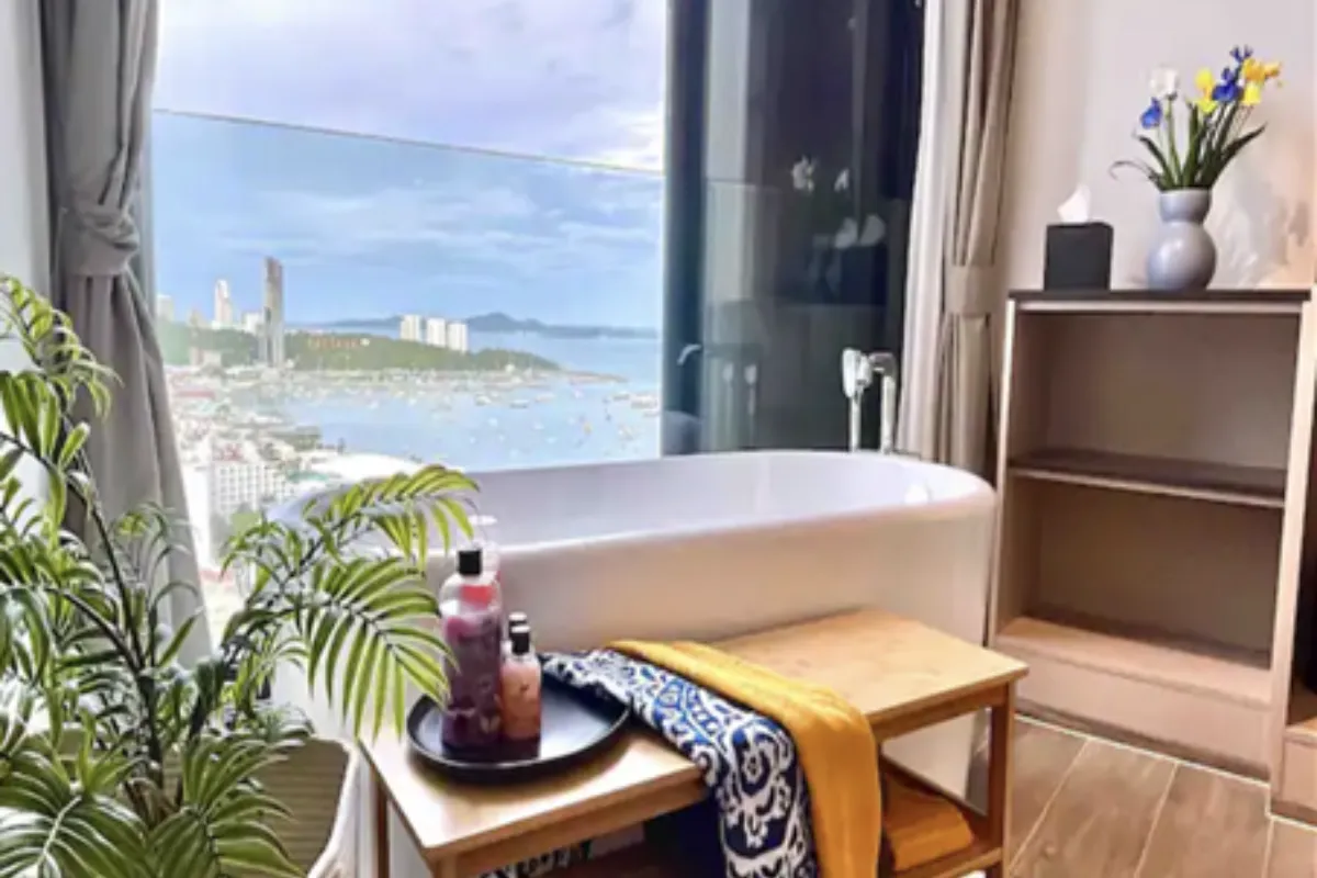 A view inside the Seaview 28F with Hot Tub Condominium at the EDGE Condominium in Pattaya