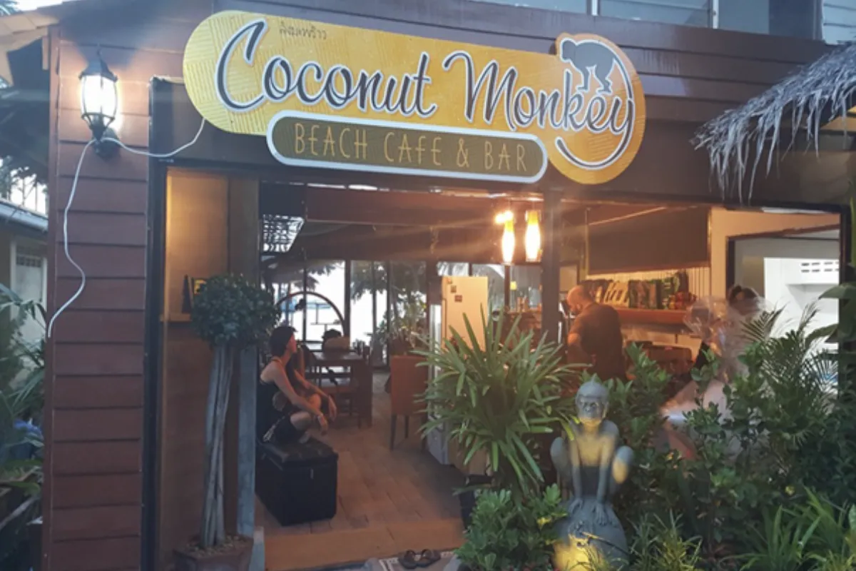 The storefront view of Coconut Monkey Beach Cafe & Bar at Koh Tao