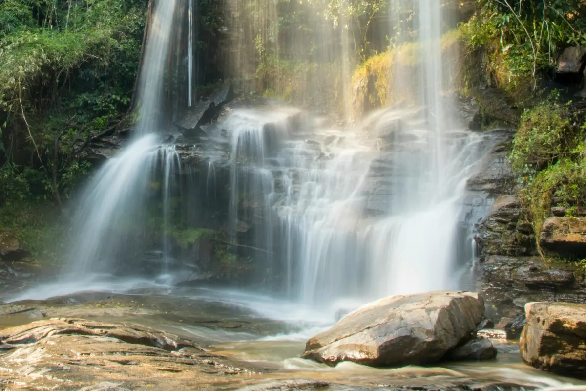 A view of a cascading Mae Sa waterfall in Chiang Mai