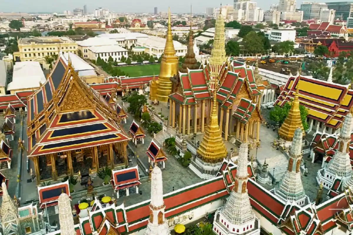 A top view of the Wat Phra Kaew grounds in Bangkok